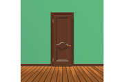 wooden entrance door vector