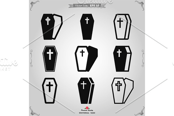 Coffin icon vector