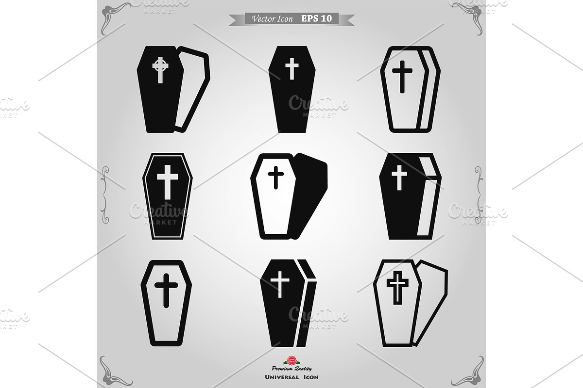 Coffin icon vector in Objects - product preview 8