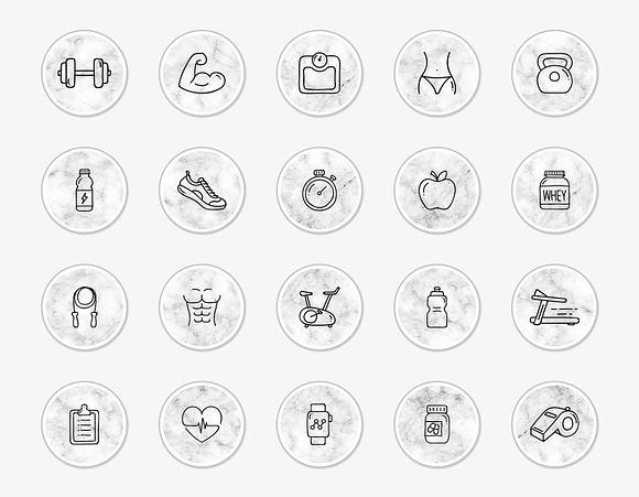 Marble Fitness Instagram Icons in Instagram Templates - product preview 1