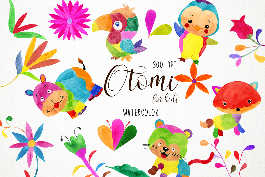 Watercolor Otomi Clipart