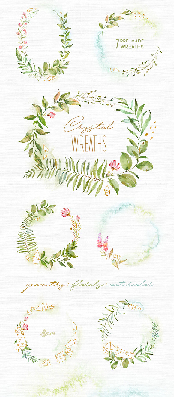 Crystal. Floral & Polygonal Bundle in Illustrations - product preview 6