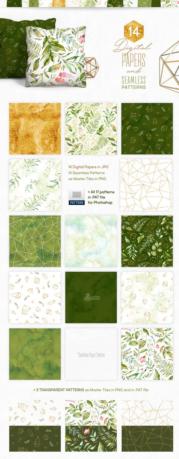 Crystal. Floral & Polygonal Bundle in Illustrations - product preview 12