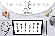 Ice cream icon set, simple style