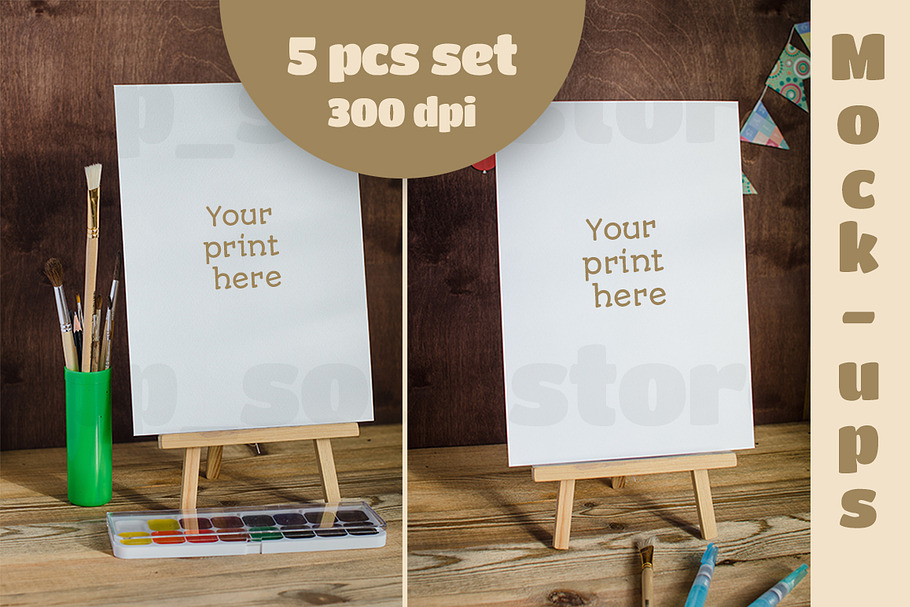 Set of Mock-ups for watercolors in Mockup Templates - product preview 8