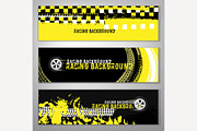 Grunge checkered racing banner