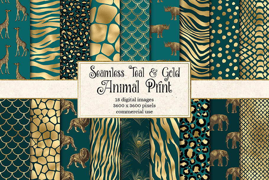 Teal and Gold Animal Print in Patterns - product preview 8