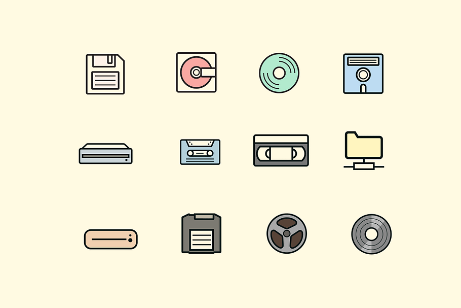 12 Retro Storage Icons