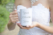 Bride holding 15oz Mug Mockup
