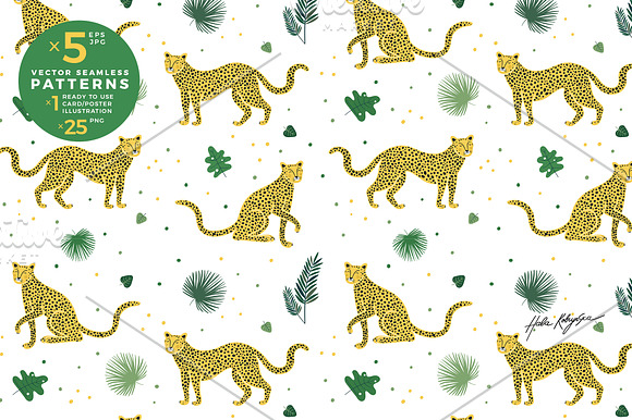 Leopards and jungle seamless pattern in Patterns - product preview 3
