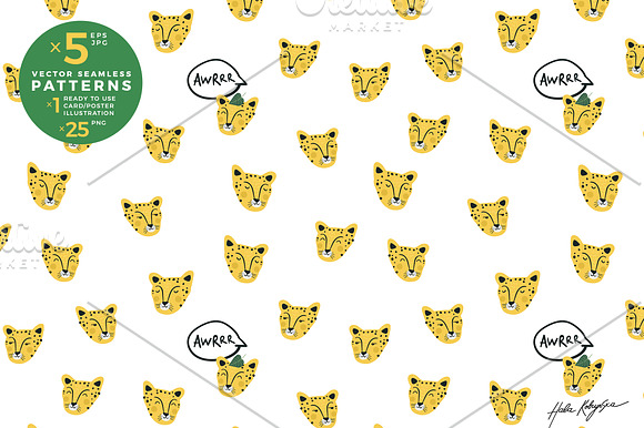 Leopards and jungle seamless pattern in Patterns - product preview 5