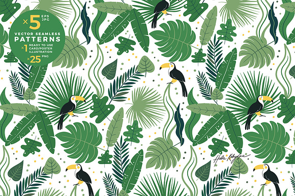 Leopards and jungle seamless pattern in Patterns - product preview 6