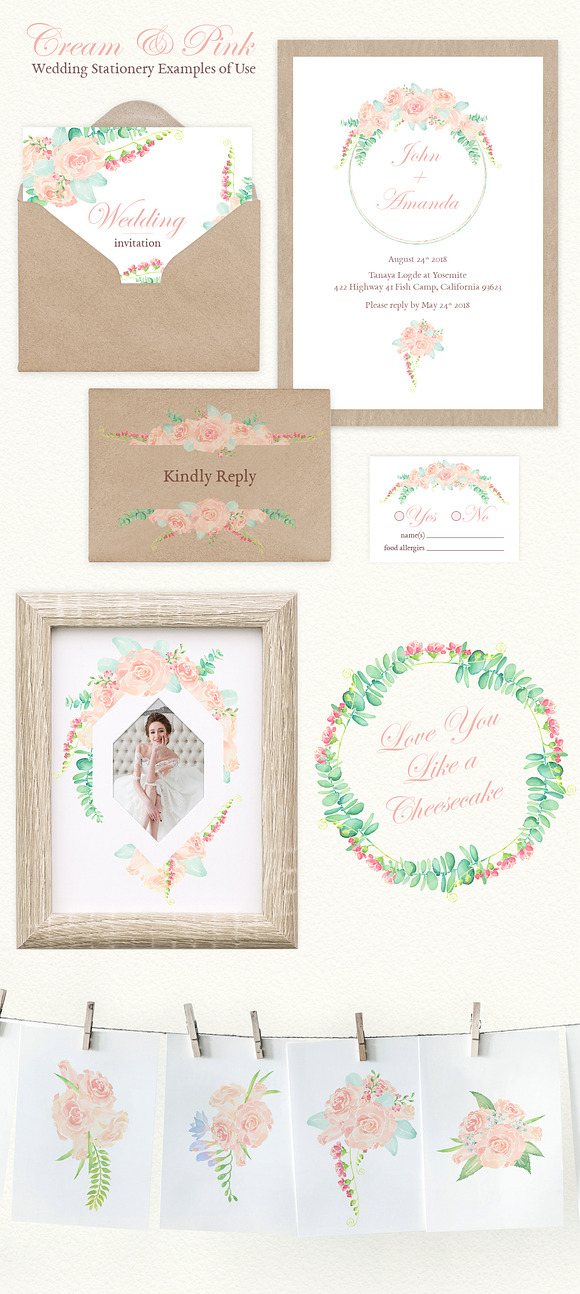 Watercolor Wedding Floral Ornaments in Illustrations - product preview 1