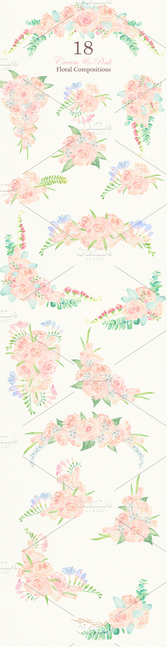 Watercolor Wedding Floral Ornaments in Illustrations - product preview 3