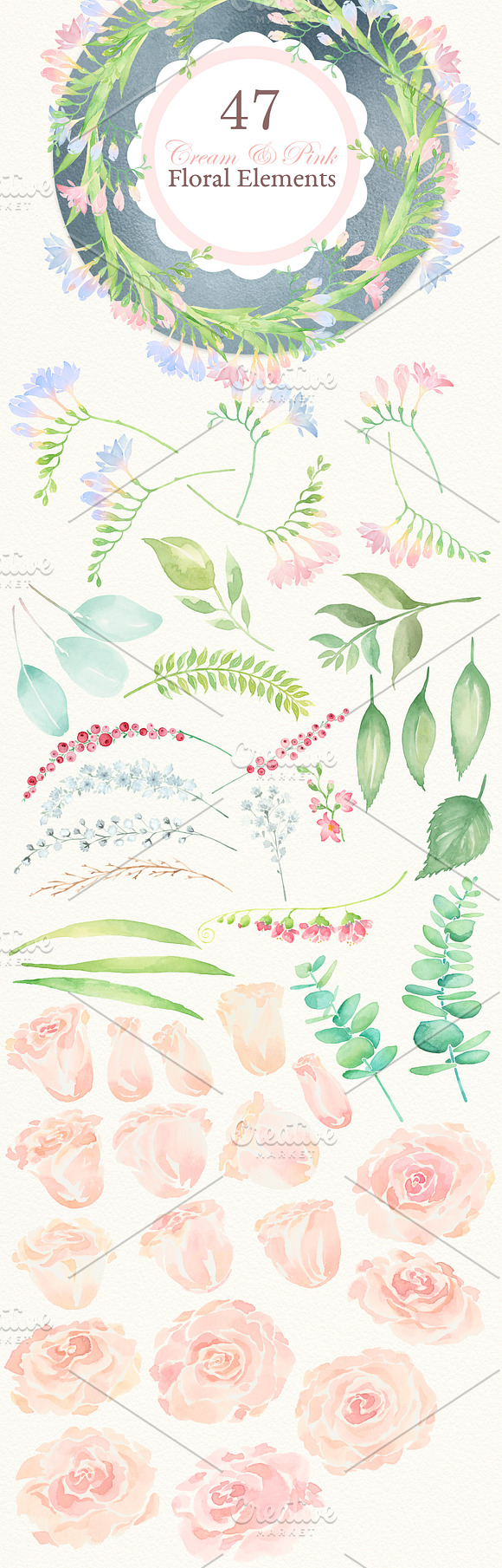 Watercolor Wedding Floral Ornaments in Illustrations - product preview 5