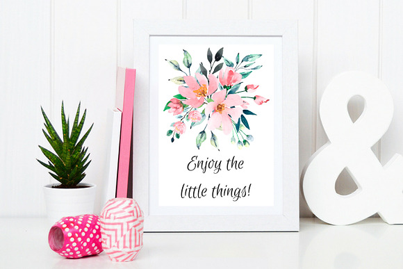 Watercolor floral set with peonies in Graphics - product preview 4