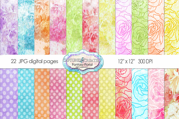 22 Fantasy Floral Patterned Papers