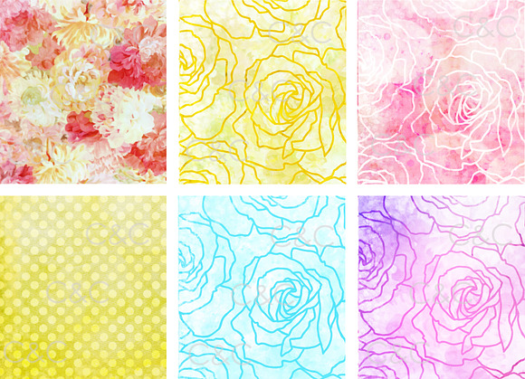 22 Fantasy Floral Patterned Papers in Objects - product preview 3
