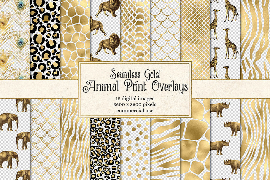 Gold Safari Animal Print Patterns