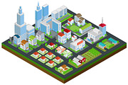 Cityscape in 3D isometric vector