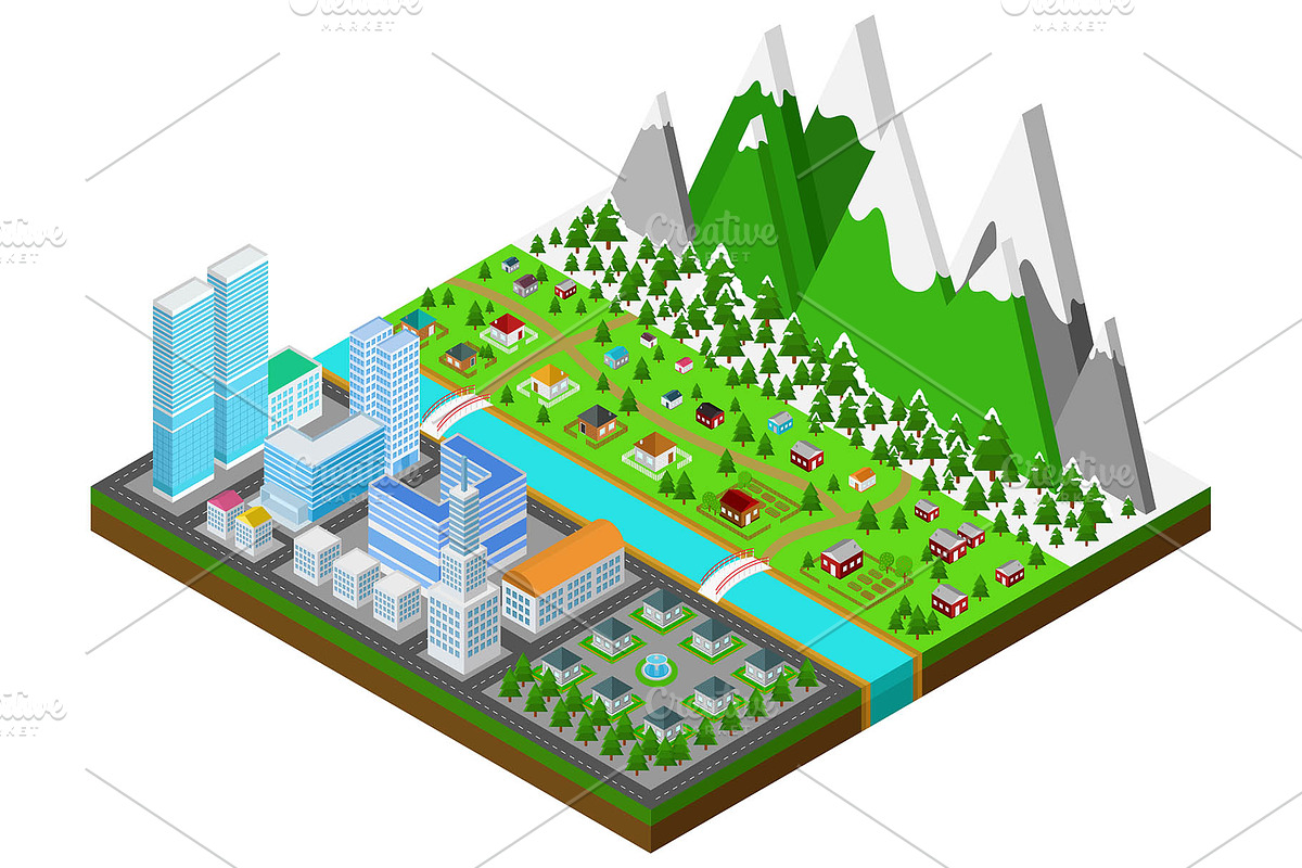 Cityscape in 3D isometric vector 2 in Illustrations - product preview 8