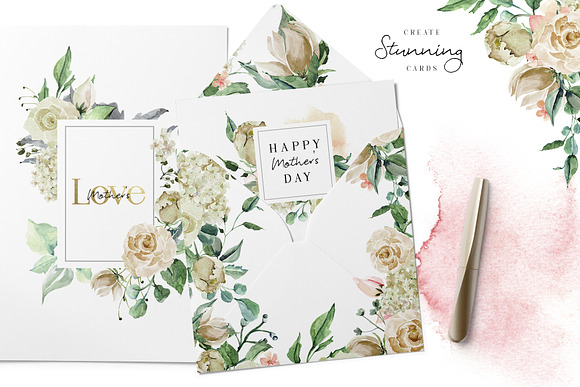 Creme & Rose Watercolor Set in Illustrations - product preview 1