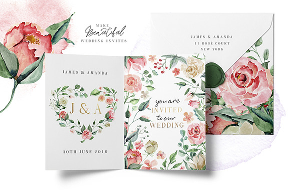 Creme & Rose Watercolor Set in Illustrations - product preview 2