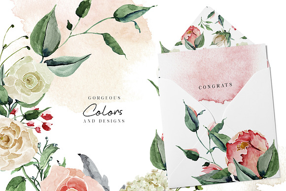 Creme & Rose Watercolor Set in Illustrations - product preview 3