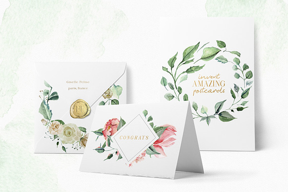 Creme & Rose Watercolor Set in Illustrations - product preview 6