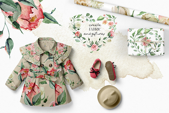 Creme & Rose Watercolor Set in Illustrations - product preview 7