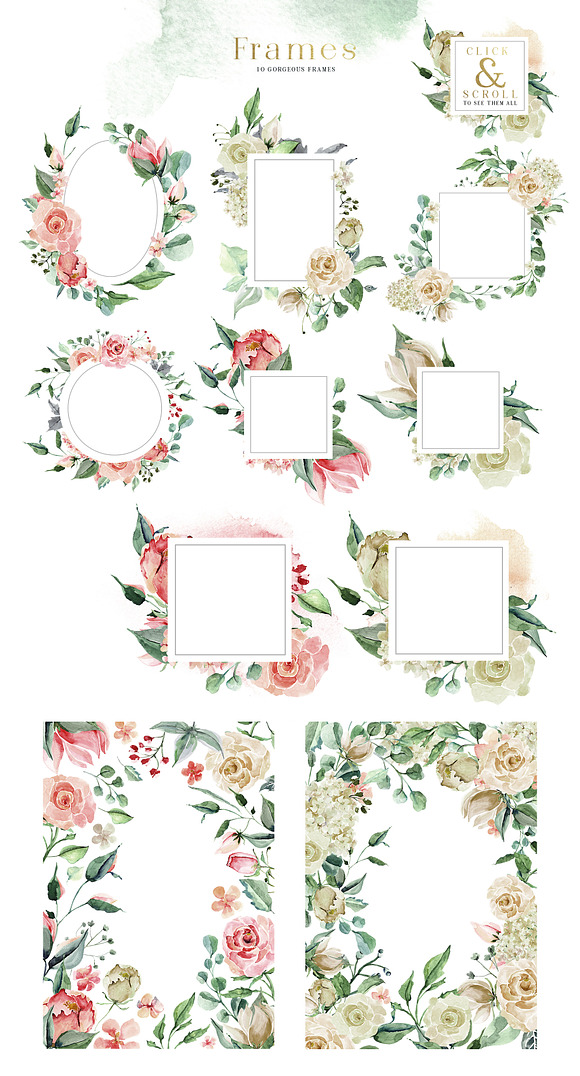 Creme & Rose Watercolor Set in Illustrations - product preview 10