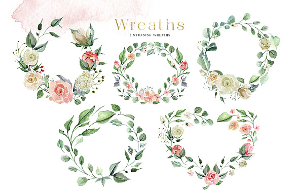 Creme & Rose Watercolor Set in Illustrations - product preview 11