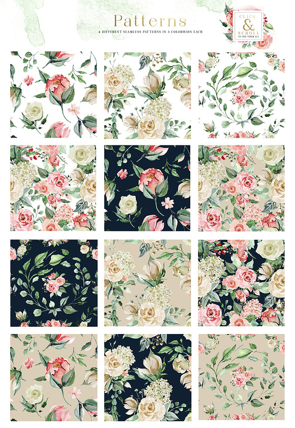 Creme & Rose Watercolor Set in Illustrations - product preview 14