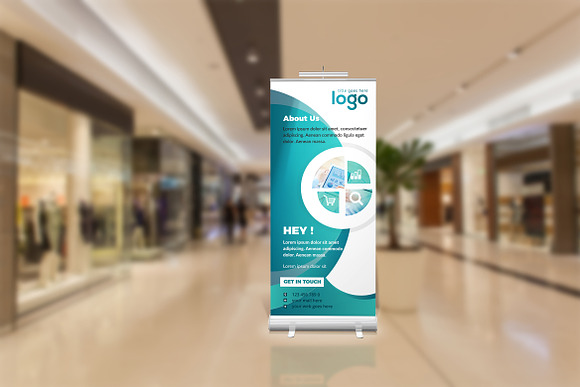Abstract Roll Up Banner Design in Stationery Templates - product preview 3