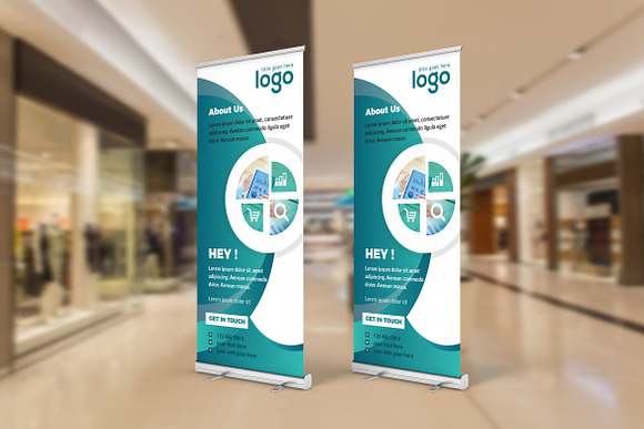 Abstract Roll Up Banner Design in Stationery Templates - product preview 4