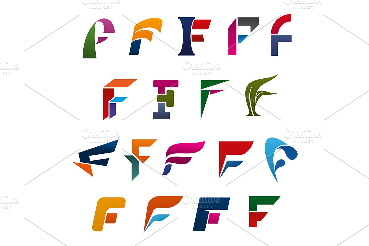 Alphabet letter F icons in Illustrations - product preview 8