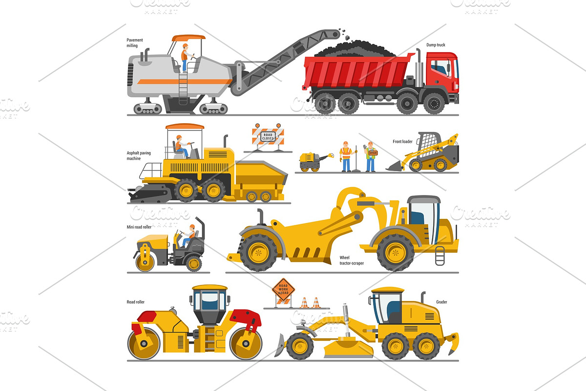 Excavator for road construction in Illustrations - product preview 8