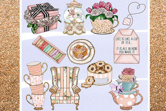 Shabby Chic tea Party - 18 pngs set  in Illustrations - product preview 2