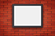 Red brick wall with picture frame