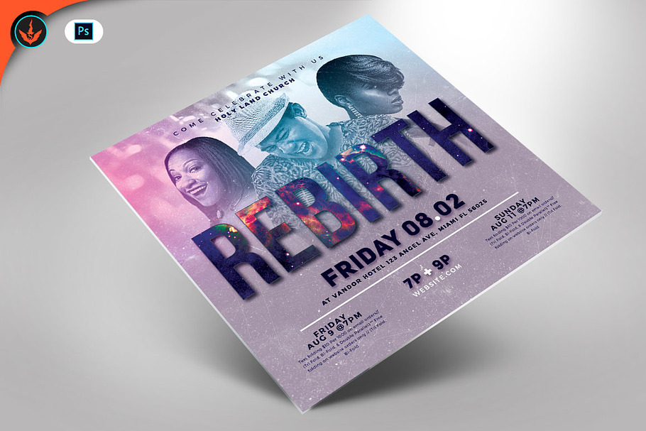Rebirth Gospel Concert Flyer in Flyer Templates - product preview 8