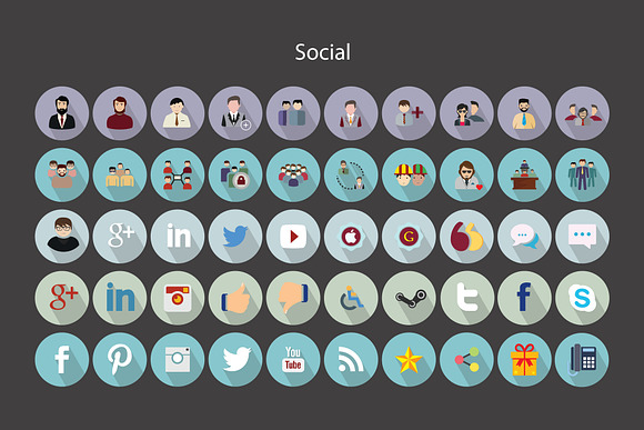 Flat Icons Social Media Set in Graphics - product preview 4