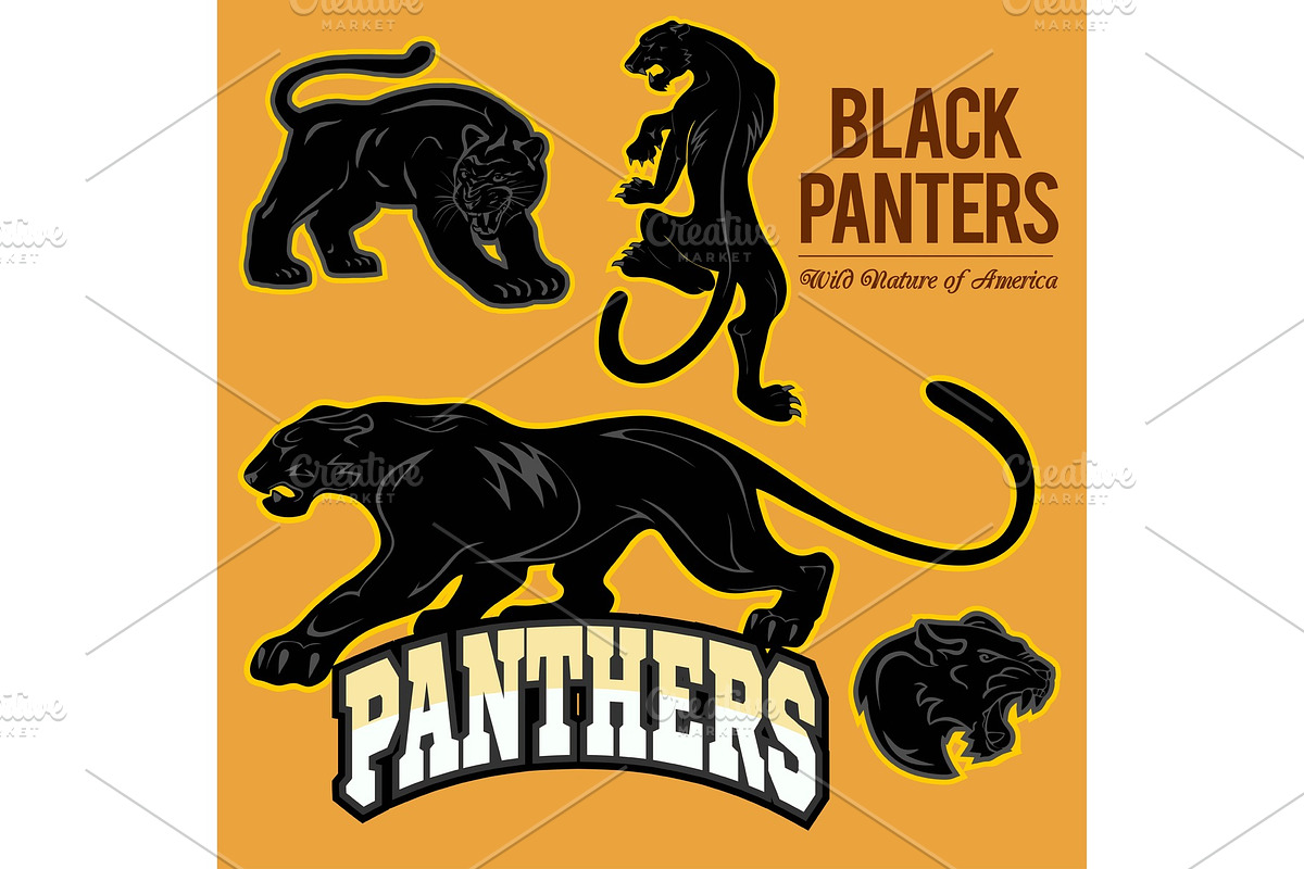 Black Panthers - vector set isoled in Illustrations - product preview 8