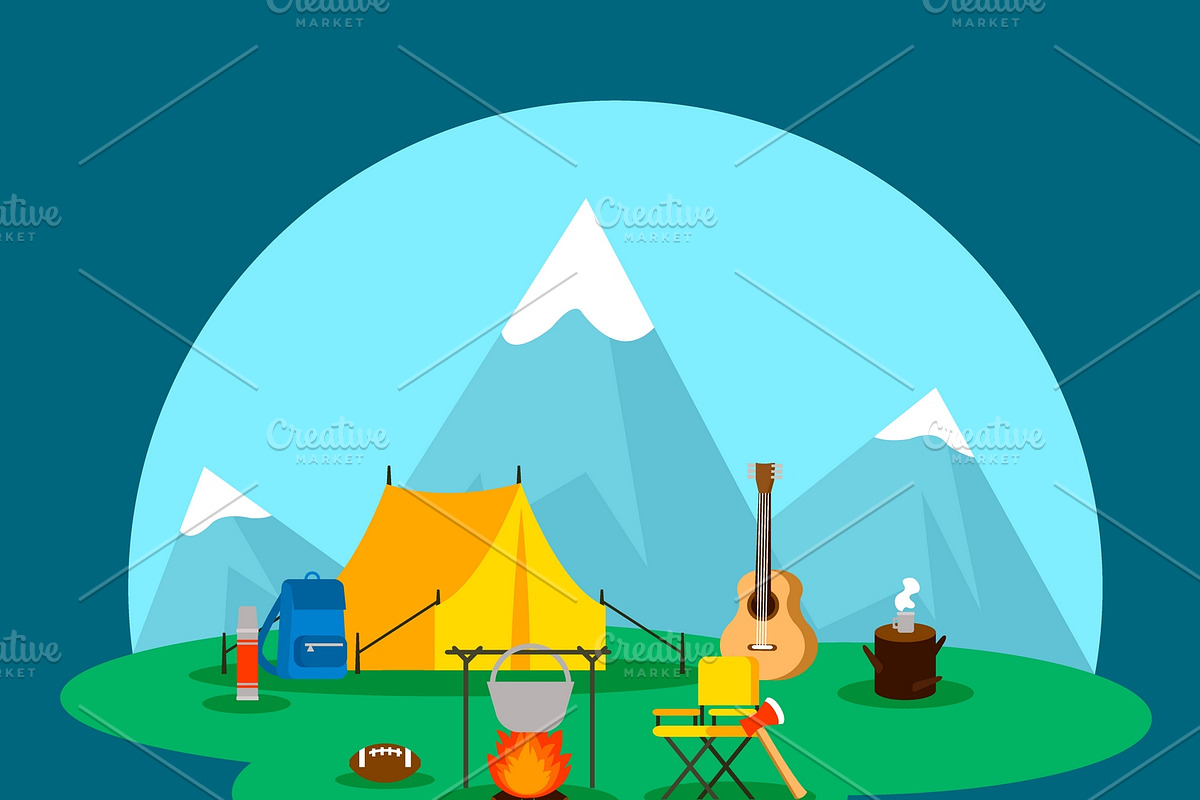 Flat Camping Concept in Illustrations - product preview 8
