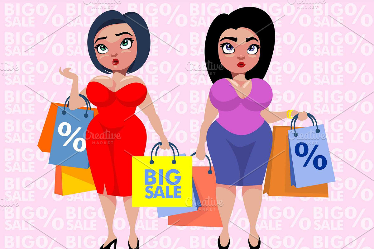 Colorful Plus Size Fashion Template in Illustrations - product preview 8