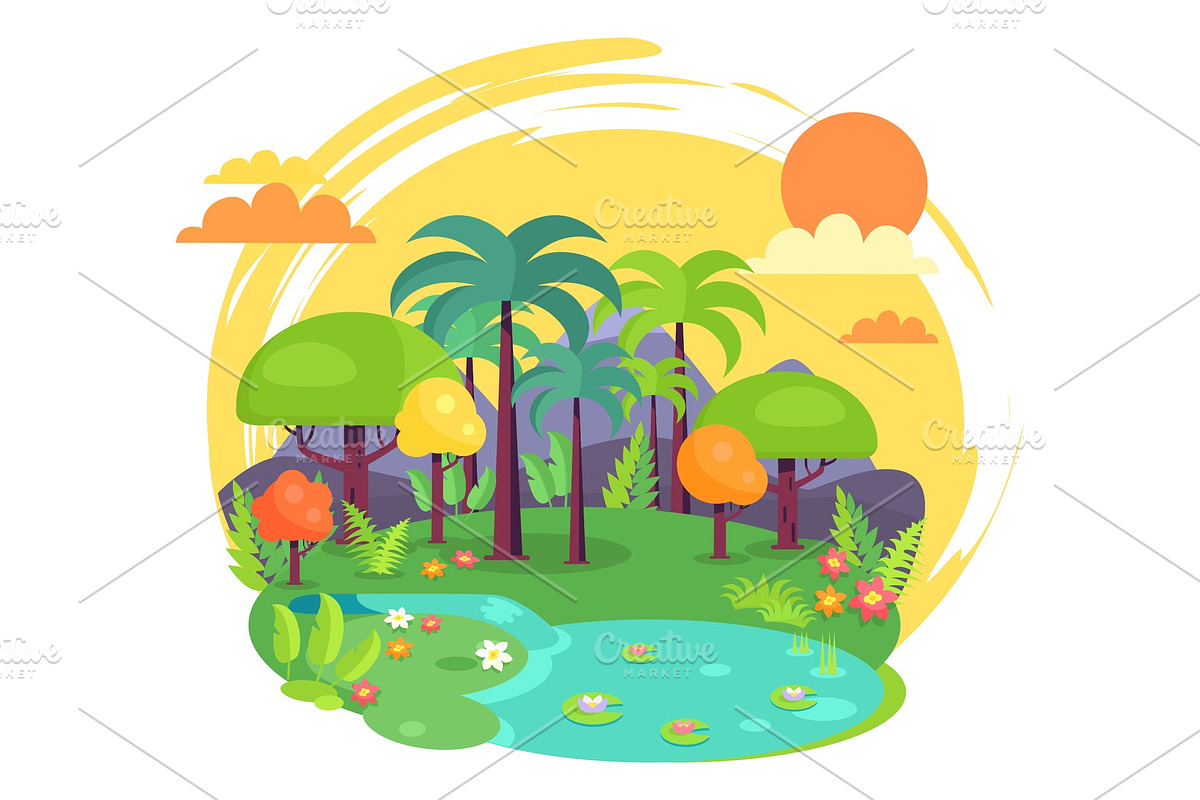 Indian Jungle Full of Green Trees in Illustrations - product preview 8