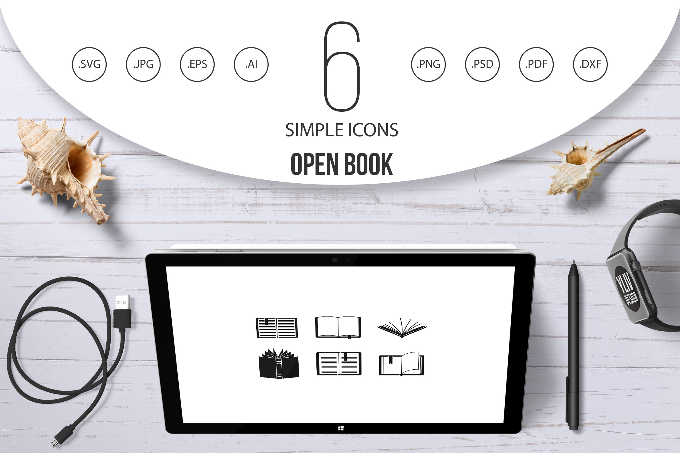 Download Open Book Icon Set Simple Style Creative Daddy PSD Mockup Templates