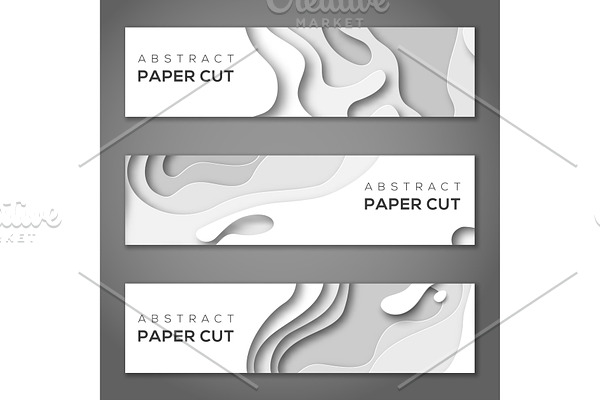 Horizontal banner white paper cut