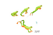 Frog jumping by sequence cartoon