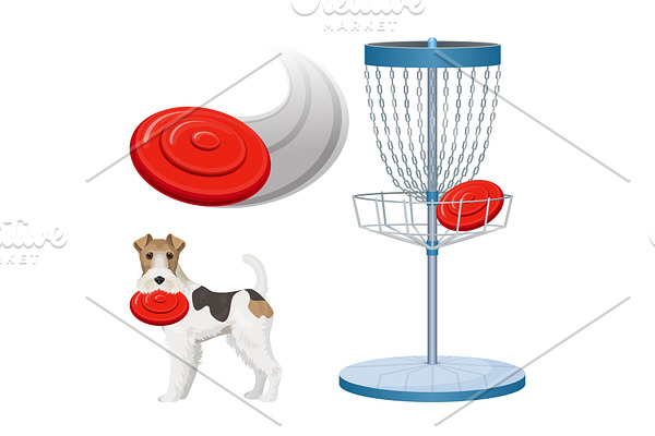 Frisbee golf game color vector
