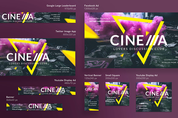 Banners Pack | Cinema Club in Templates - product preview 1